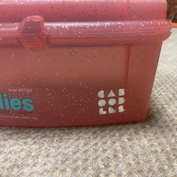 Caboodles Vintage Pink Glitter Makeup Case W/H Mirror Model #2720 Tray Y2K - Picture 3 of 9